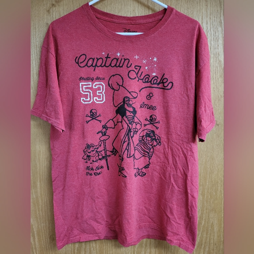 Disney Red Captain Hook, Mr. Smee, Tick Tock Croc Tee - Size Large